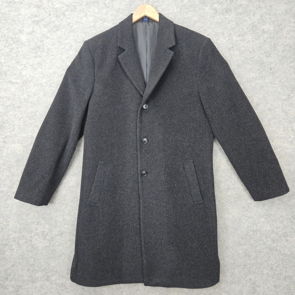 Hathaway Platinum Overcoat Men's Charcoal Gray 44R Wool Cashmere Italian Fabric